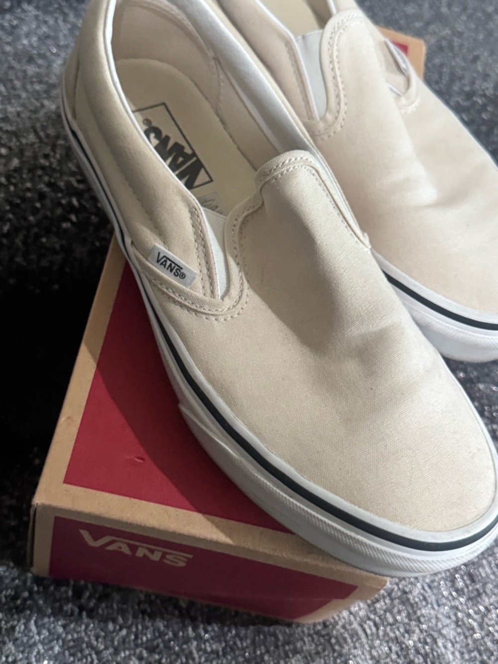Vans Slip-On Canvas Loafers in Light Beige